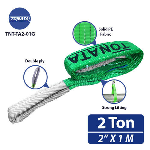 [EZO.1100129] Webbing Sling Belt 2 Ton x 1 M Green Tonata / Tali Angkat Double Ply
