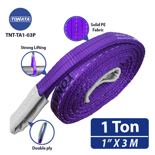 [EZO.1100046] Webbing Sling Belt 1 Ton x 3 M Purple Tonata / Tali Angkat Double Ply