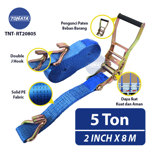 Ratchet Tie Down 2" X 8m / Cargo Belt 5 Ton / Tali Pengikat Barang