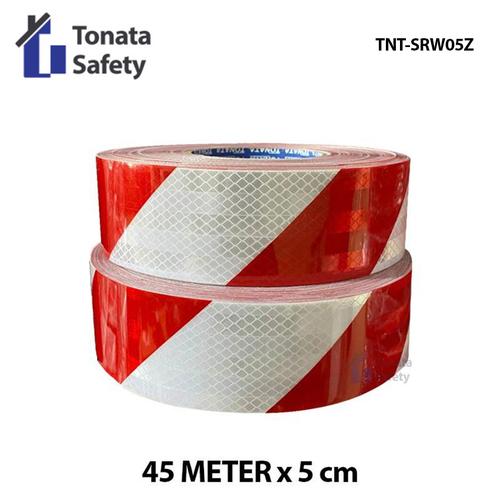 [EZO.1100272] Sticker Pemantul Cahaya / Scotlight Tonata / Merah Putih Zebra 45 mtr
