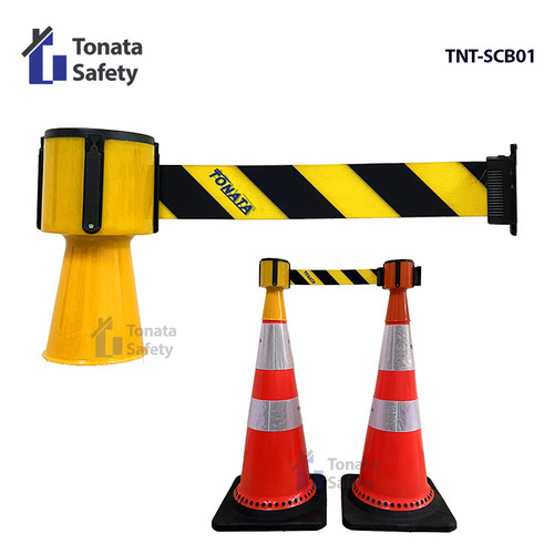 [EZO.1100345] Safety Cone Belt 2 Meter  Pita Pembatas Kerucut Tonata  Hitam Kuning