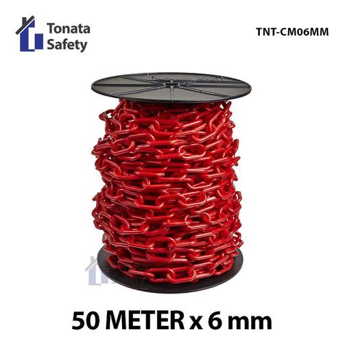 [EZO.1100526] Plastic Chain  Cone Chain 6 mm x 50 m  Merah