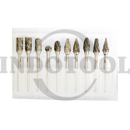 [EZM.5204991] 10 PCS MIXED TCT ROTARY BURR SET 3mm (A,B,C,D,E,F,G,H,L,M,) LANGSOL