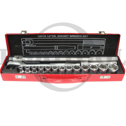 [EZM.5205362] 16 PCS, 1/2" DR. SOCKET WRENCH SET TK-073, 6PT 0 MAXPOWER