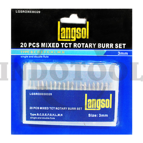 [EZM.5204988] 20 PCS MIXED TCT ROTARY BURR SET 3mm (B,C,D,E,F,G,H,L,M,N) LANGSOL