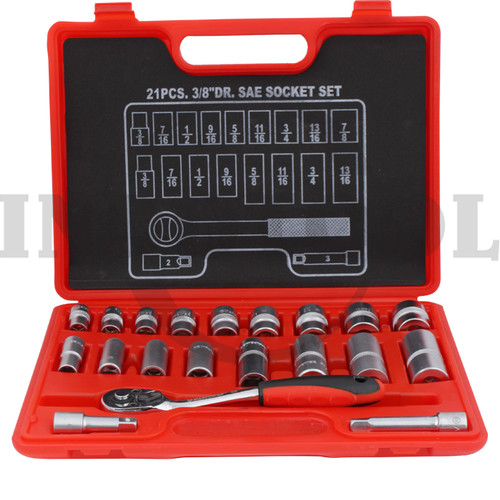 [EZM.5205412] 20 PCS, 3/8" DR. SAE SOCKET SET TK-033, 6PT INCH MAXPOWER