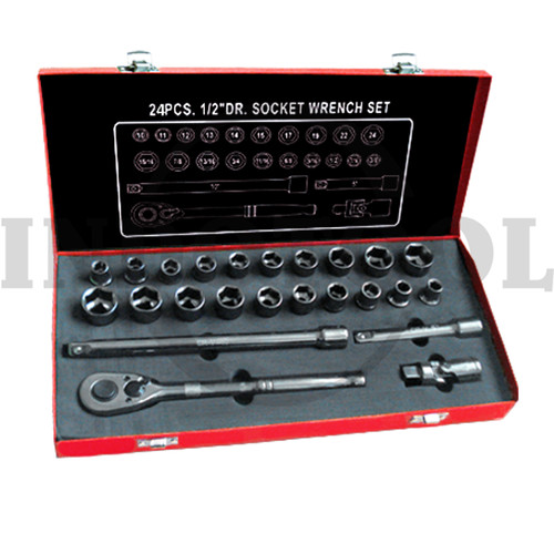 [EZM.5205363] 24 PCS, 1/2" DR. SOCKET WRENCH SET TK-092, 6PT 0 MAXPOWER