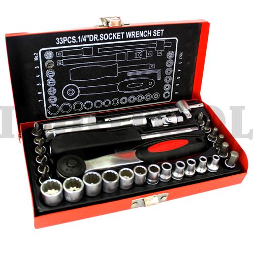 [EZM.5202589] 33 PCS, 1/4" DR. SOCKET WRENCH SET TK-010, 6PT 0 MAXPOWER
