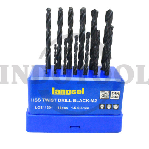 [EZM.5205821] MATA BOR BESI SET 13 PCS 1.5-6.5MM / MHSS TWIST DRILL SET LANGSOL