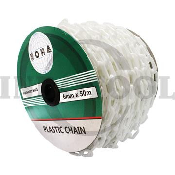 [EZM.5203338] RANTAI PLASTIK, CONE CHAIN WHITE 6mm x 50M / PLASTIC CHAIN WHITE ROHA