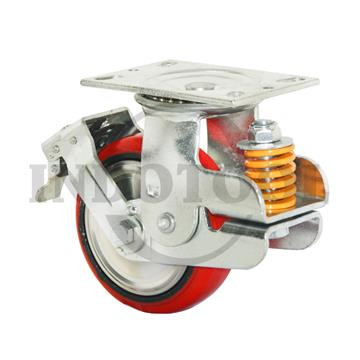 [EZM.5204583] RODA TROLI / TROLLEY REM 4 INCH 100X50MM - PU CASTER MERAH ROHA