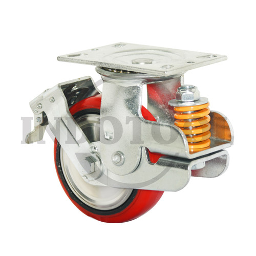 [EZM.5204578] RODA TROLI / TROLLEY REM 6 INCH 150X50MM - PU CASTER MERAH ROHA