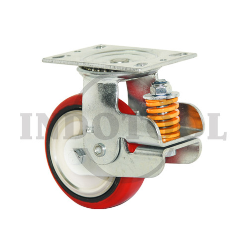 [EZM.5204576] RODA TROLI / TROLLEY SPRING 8 INCH 200X50MM PU MERAH PUTAR SWIVEL ROHA