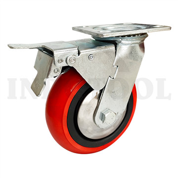 [EZM.5203703] RODA TROLI PVC - REM 4" (100x50mm), 100kg, DBL BRAKE ROHA