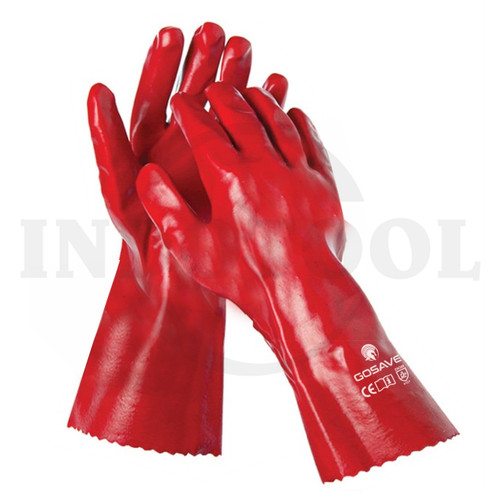[EZM.5204004] Sarung Tangan Karet PVC 14" Merah - GOSAVE