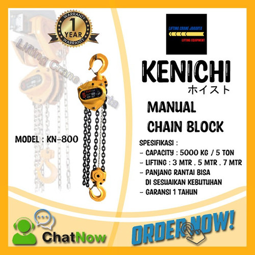 [EZO.1500016] KENICHI Chain Block Takel Manual 5 Ton 10 METER "JAPAN"