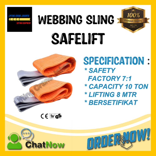 [EZO.1500023] Webbing Sling Belt / Tali Angkat 10 Ton x 8 Meter SAFELIFT Double Ply