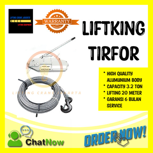 [EZO.1500069] Wire Rope Pulling Hoist Tirfor 3,2 Ton x 20 Meter "Liftking"