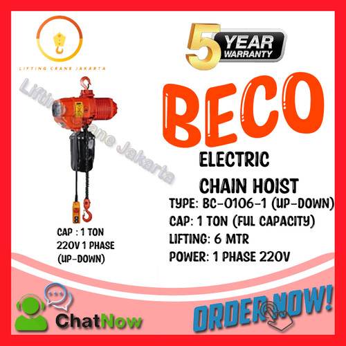 [EZO.1500071] Electric Chain Hoist Cap 1 Ton 6 Mtr Up Down 1 phase 220V BECO KOREA