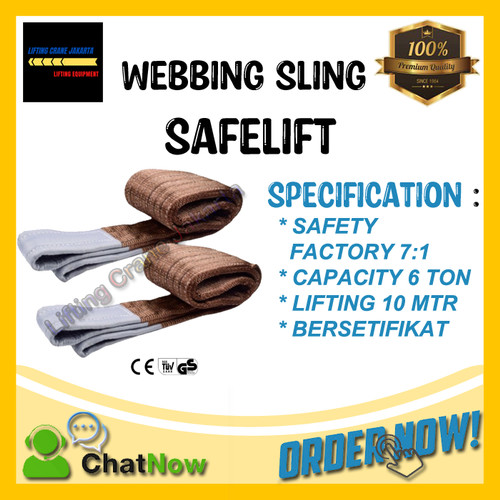 [EZO.1500081] Webbing Sling Safety Belt Capacity 6 Ton 10 Meter SAFELIFT DOUBLE PLY