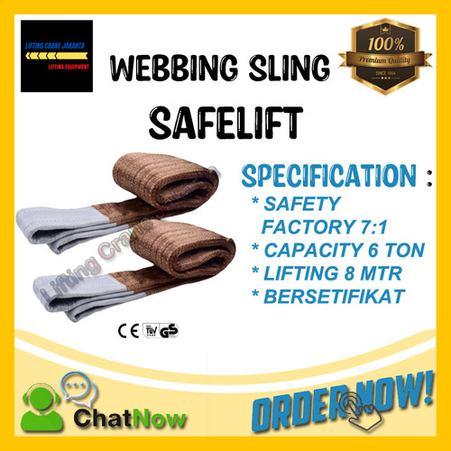 [EZO.1500082] Webbing Sling Safety Belt Capacity 6 Ton 8 Meter SAFELIFT DOUBLE PLY