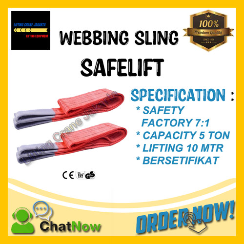 [EZO.1500087] Webbing Sling Safety Belt Capacity 5 Ton 10 Meter SAFELIFT DOUBLE PLY