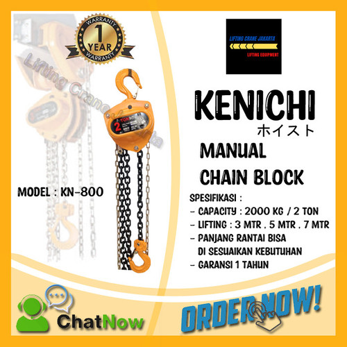 [EZO.1500113] KENICHI Chain Block Takel Manual 2 Ton 7 METER "JAPAN"