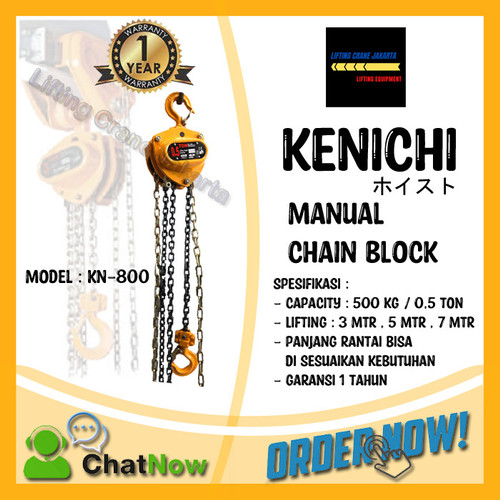 [EZO.1500116] KENICHI Chain Block Takel Manual 0,5 Ton 5 METER "JAPAN"