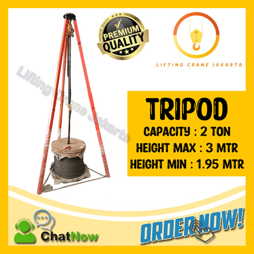 [EZO.1500122] Tripod Crane Kaki Katrol Cap. 2 Ton BIGPro