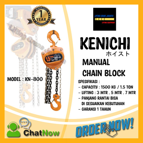 [EZO.1500129] KENICHI Chain Block Takel Manual 1,5 Ton 3 METER "JAPAN"