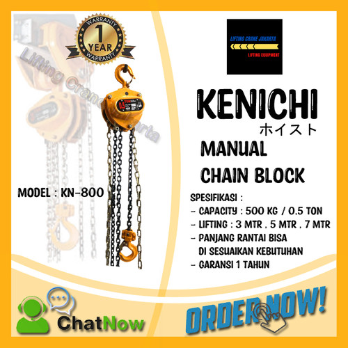 [EZO.1500131] KENICHI Chain Block Takel Manual 0,5 Ton 3 METER "JAPAN"