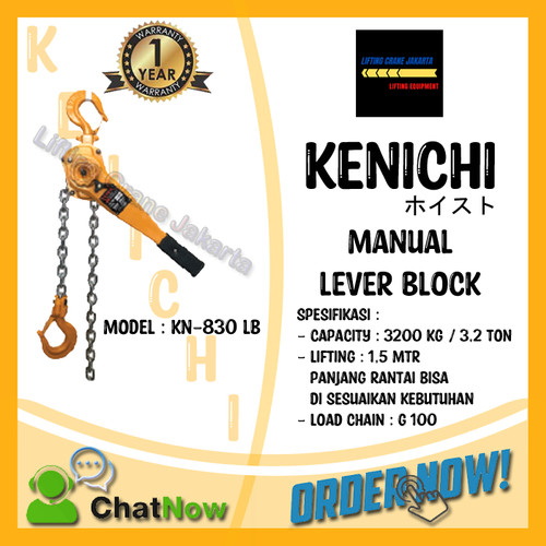 [EZO.1500132] KENICHI Lever Block Lever Hoist Kotrek Rantai cap. 3,2Ton x 1,5Mtr