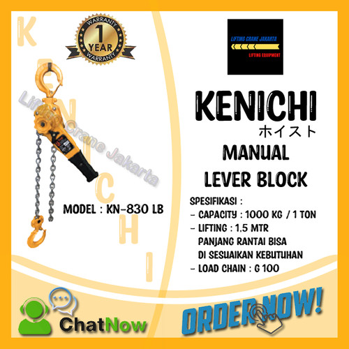 [EZO.1500134] KENICHI Lever Block Lever Hoist Kotrek Rantai cap. 1Ton x 1,5Mtr