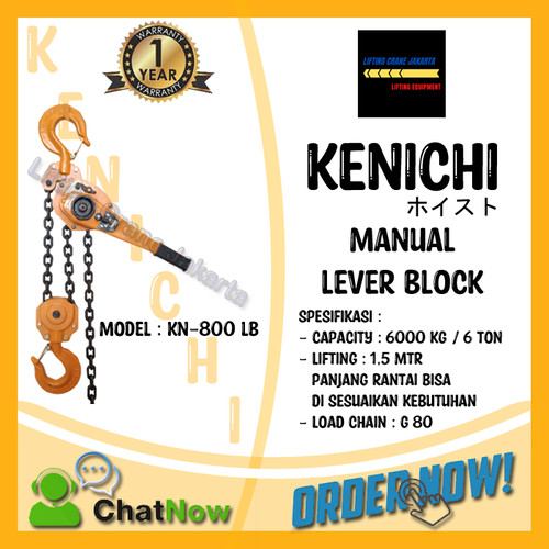 [EZO.1500135] KENICHI Lever Block Lever Hoist Kotrek Rantai cap. 6 Ton x 1,5 Mtr