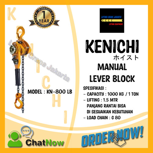 [EZO.1500256] KENICHI Lever Block Lever Hoist Kotrek Rantai cap. 1 Ton x 1,5 Mtr