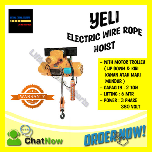 [EZO.1500151] Electric Wire Rope Hoist Heavy Duty Cap 2 Ton x 6 Meter with trolley