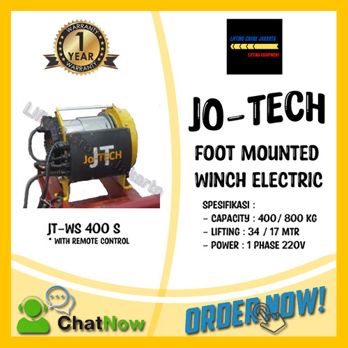[EZO.1500166] Electric Foot Mounted Baby Winch 400/800 kg 34 meter Jotech