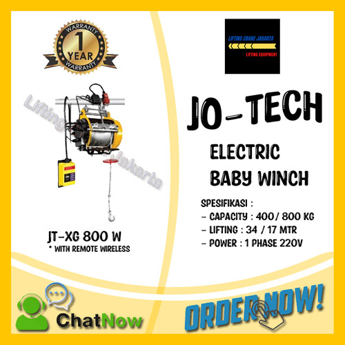 [EZO.1500169] Electric Baby Winch 800 kg 34 meter Jotech with Remote Wireless