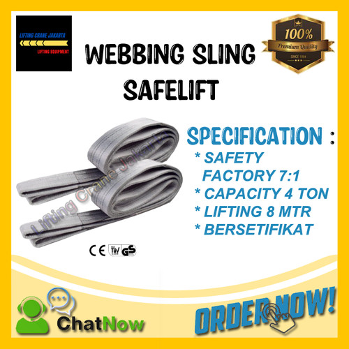 [EZO.1500170] Webbing Sling Safety Belt Capacity 4 Ton X 8 Meter "SAFELIFT" SF 7:1