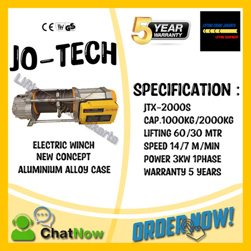 [EZO.1500183] Electric Winch Katrol Listrik 1 Ton x 60 Mtr 1Phase JO-Tech