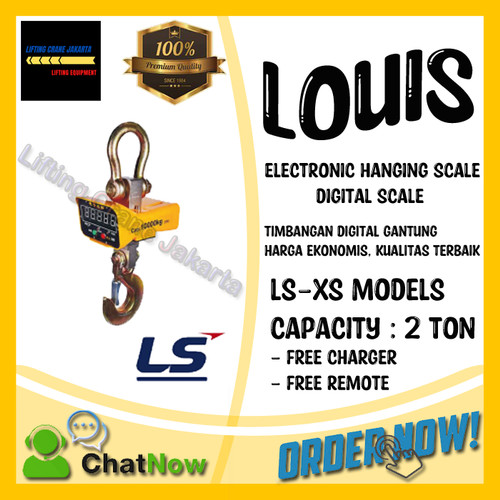 [EZO.1500190] Digital Crane Scale Timbangan Digital Gantung Cap 2 Ton Model LS - XS