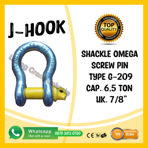 [EZO.1500194] Bow Shackle Omega G209 6.5 Ton - 7/8" Segel Screw Pin