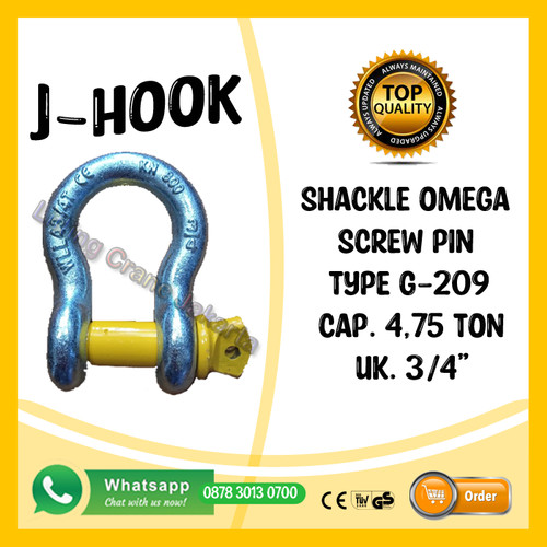 [EZO.1500195] Bow Shackle Omega G209 4.75 Ton - 3/4" Segel Screw Pin