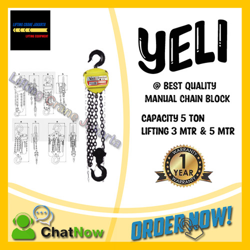 [EZO.1500204] Manual Chain Block Takel Capacity 5 TON YELI