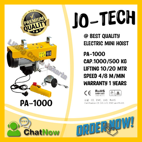[EZO.1500220] Electric Mini Hoist wire Mini Hoist Cap.1000kg/500kg 20Mtr