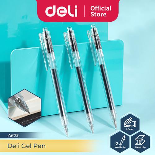 [EZO.7300047] Deli Pulpen Gel / Gel Pen Neddle tip Black A623 1 PCS
