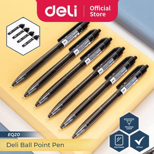 [EZO.7300055] Deli Pulpen / Ball Point Pen Mini tip Black EQ20 12 PCS