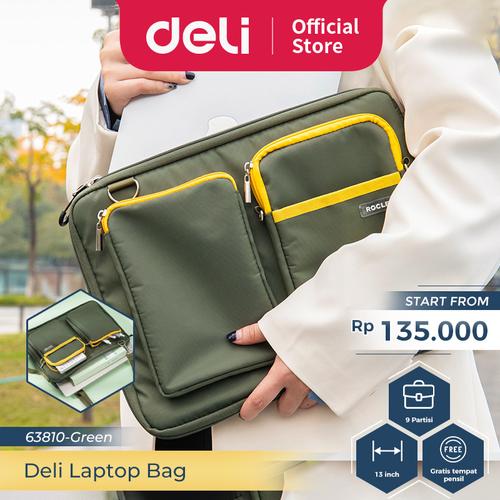 [EZO.7300243] Deli Tas Laptop /Tas Selempang / Laptop Bag 9 Partisi Gratis Tas Kecil