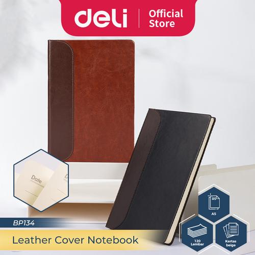 [EZO.7300246] Deli Buku Catatan Sampul Kulit Hard Cover / Leather Cover Notebook A5