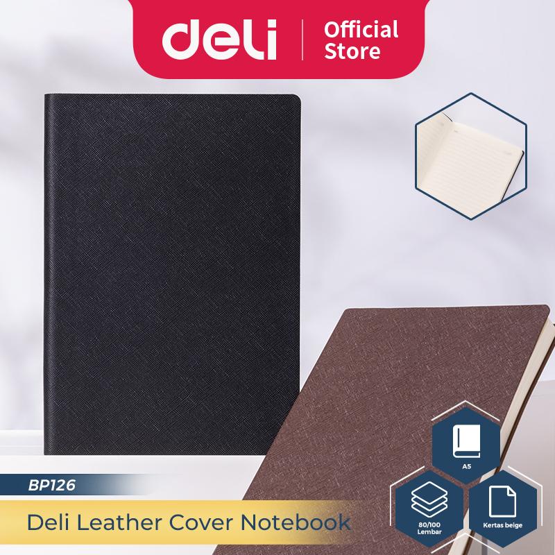 Deli Leather Notebook A5 Hitam | Buku Catatan Kulit 120 Lembar